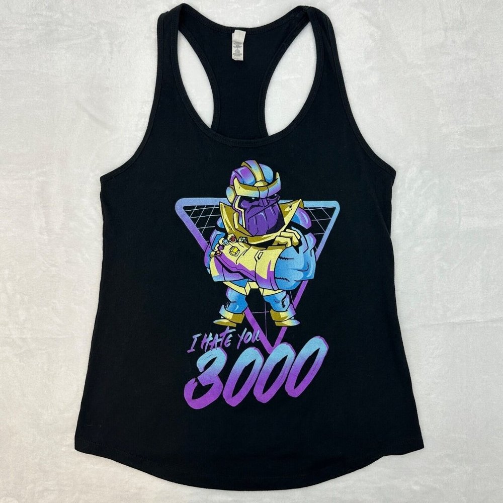 Flex Comics Thanos I Hate You 3000 Workout Racerback Tank Women XL Black